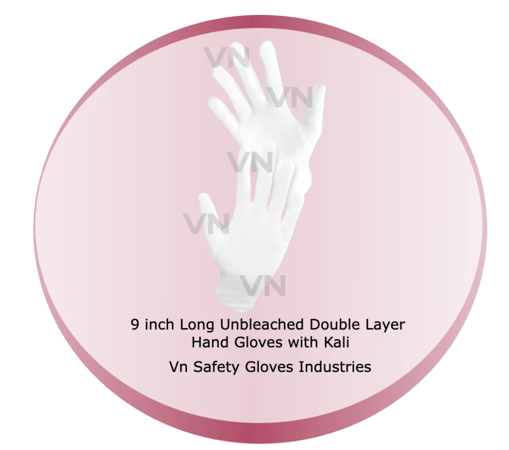 9 inch Long Unbleached Double Layer Hand Gloves with Kali