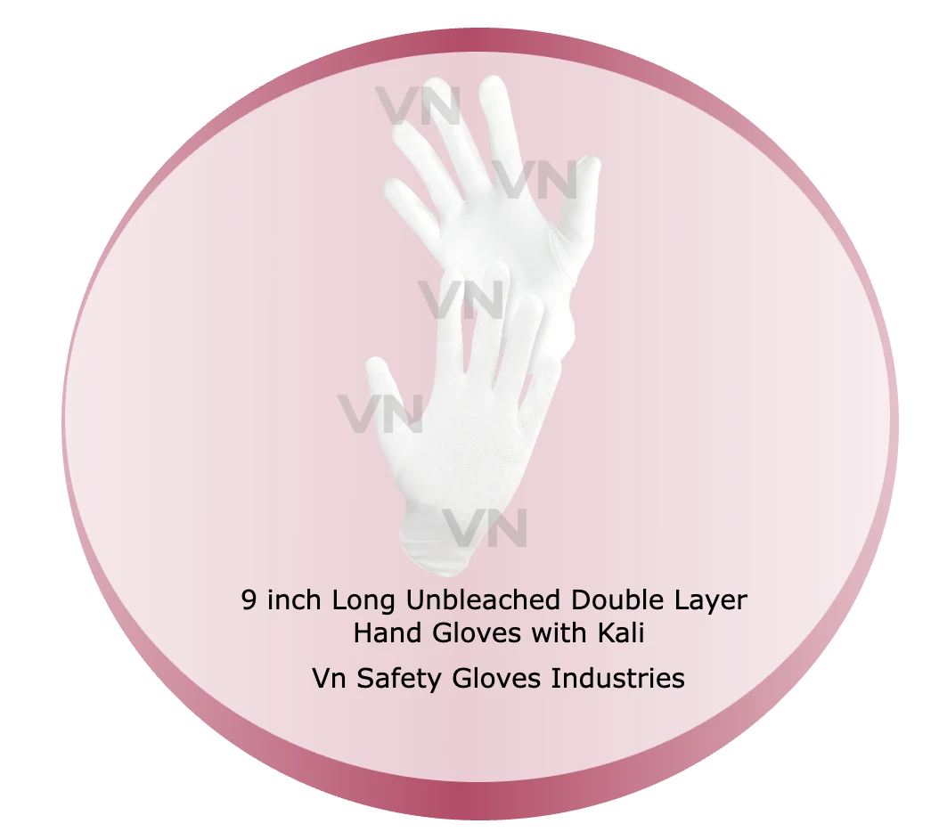 9 inch Long Unbleached Double Layer Hand Gloves with Kali