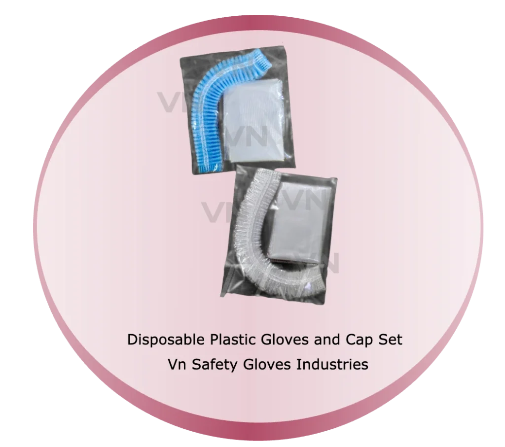 Disposable Plastic Gloves and Cap Set